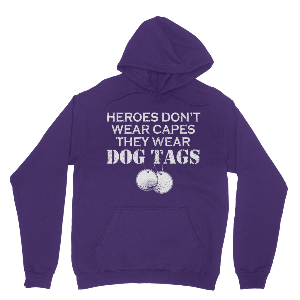 Heroes Don't Wear Capes They Wear Dog Tags Classic Adult Hoodie