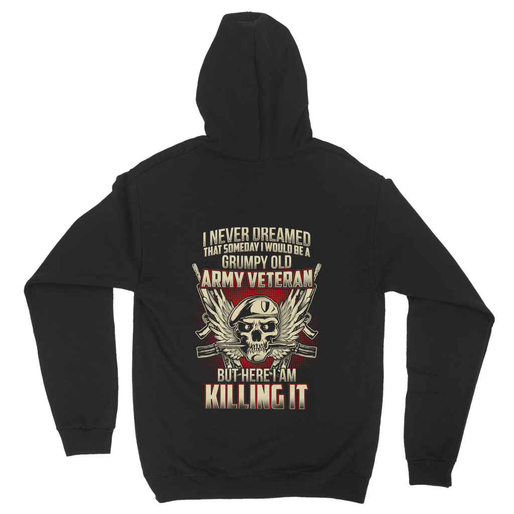 Grumpy Old Army Veteran (Back print) Classic Adult Hoodie