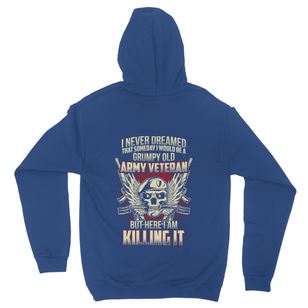 Grumpy Old Army Veteran (Back print) Classic Adult Hoodie