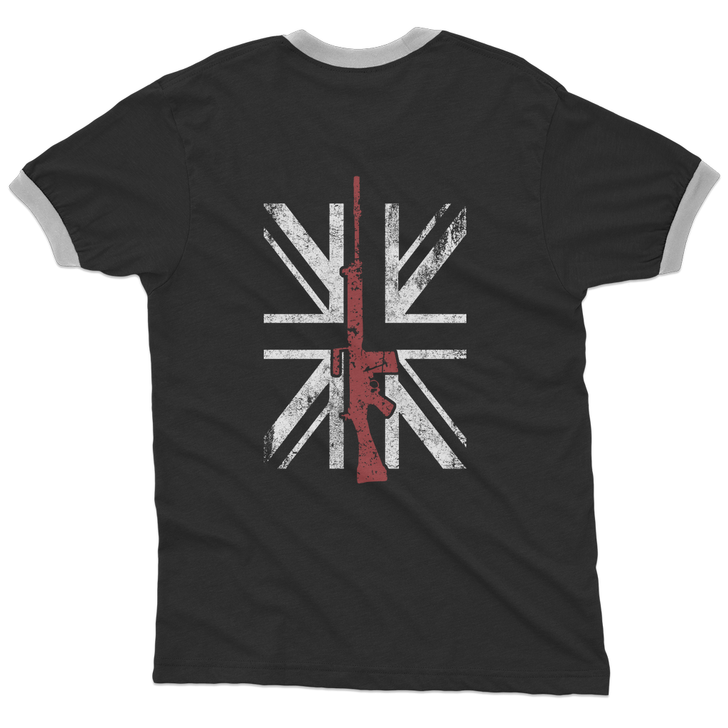 Thin Red Line - SLR (Back Print) Adult Ringer T-Shirt