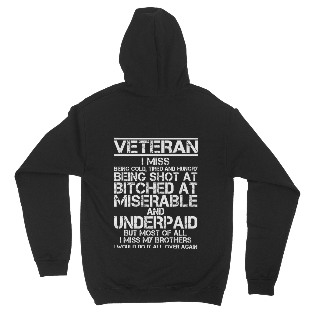 Veteran - I Would Do It All Over Again (Back Print) Classic Adult Hoodie