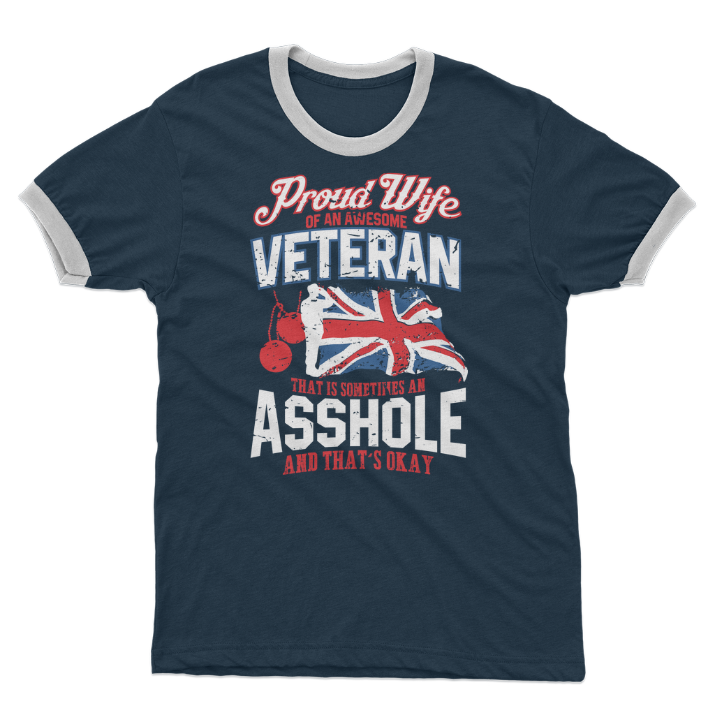 Proud Wife Of An Awesome Veteran Adult Ringer T-Shirt
