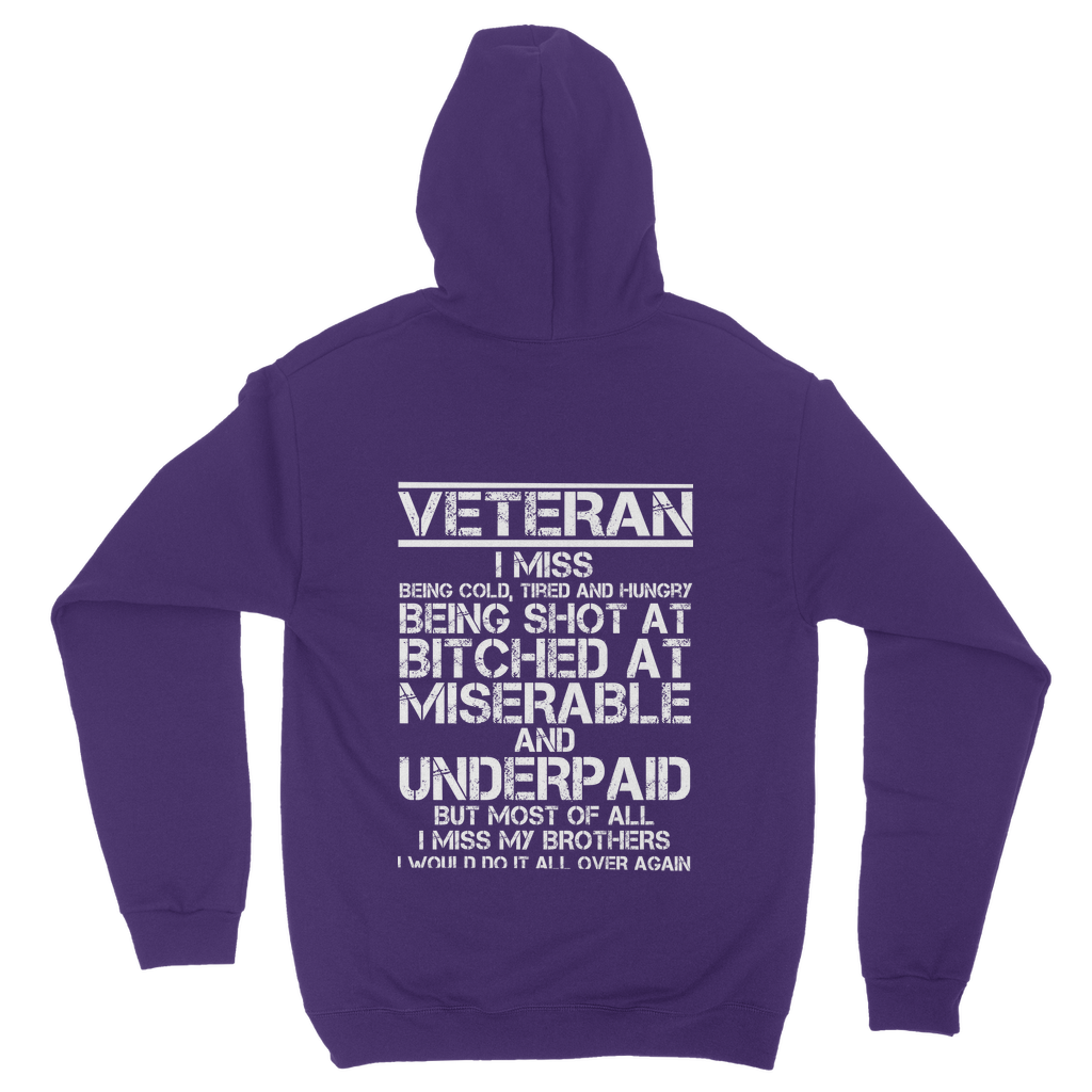 Veteran - I Would Do It All Over Again (Back Print) Classic Adult Hoodie