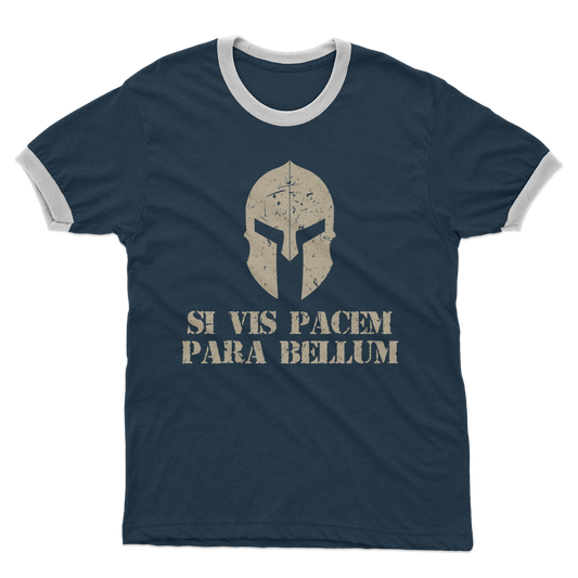 Spartan x Si Vis Pacem Para Bellum Adult Ringer T-Shirt