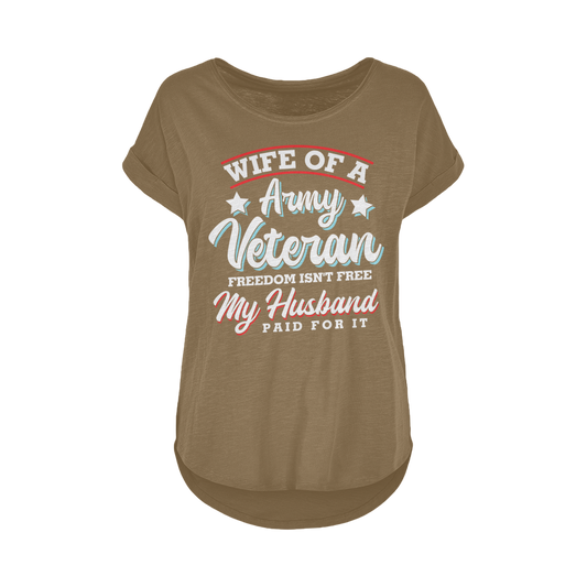 Wife of a Army Veteran Women's Long Slub T-Shirt XS-5XL