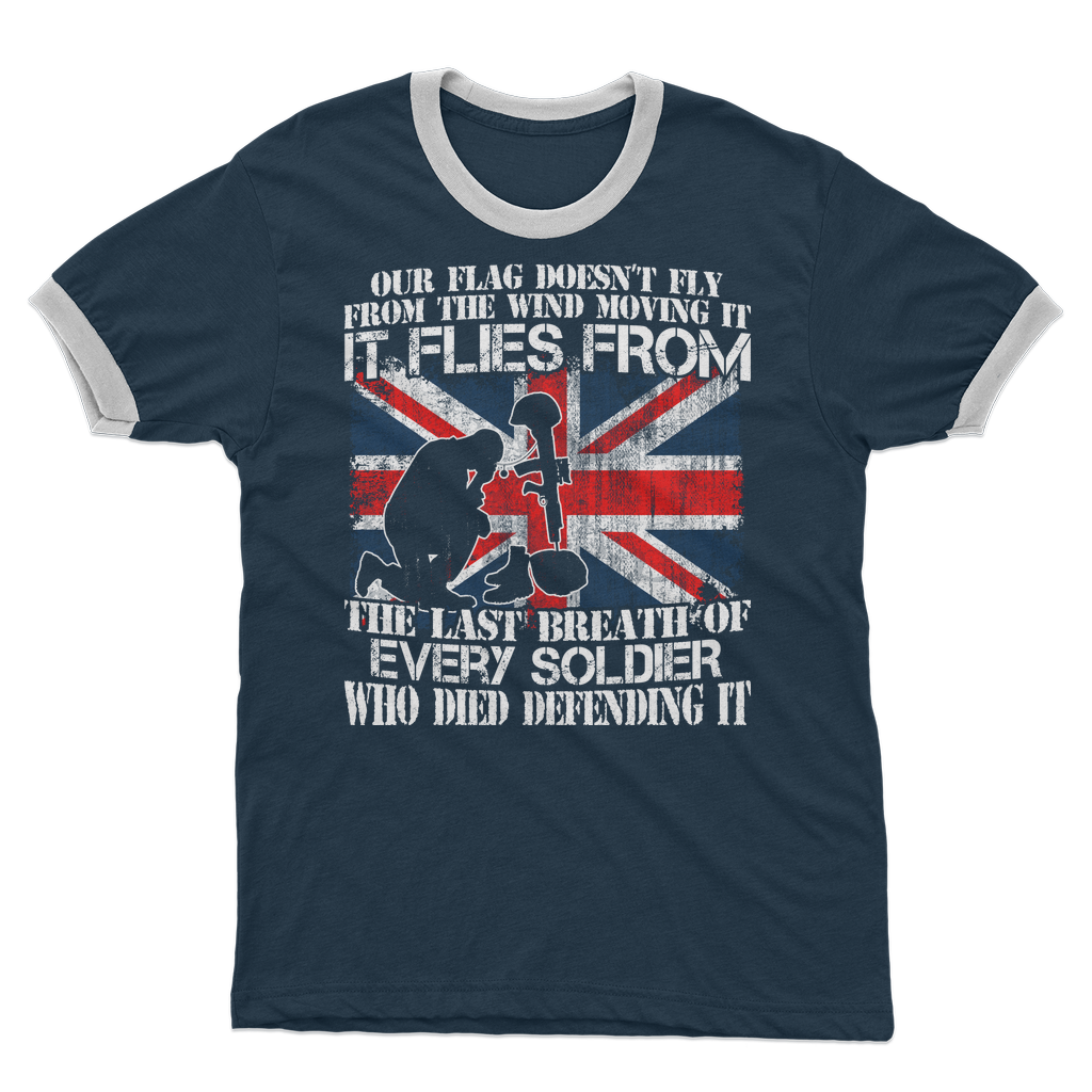 Our Flag Doesn't Fly From The Wind Moving It Adult Ringer T-Shirt