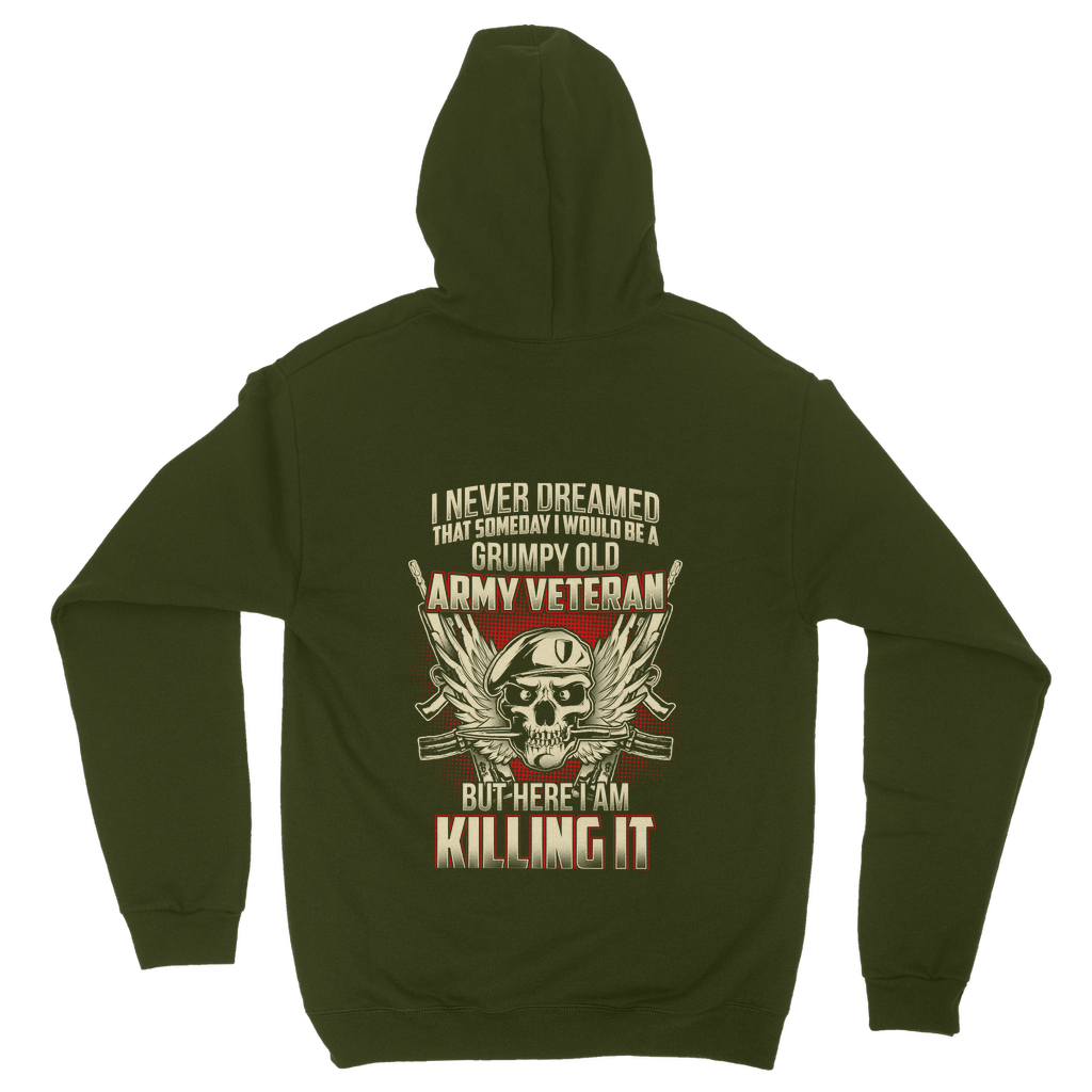 Grumpy Old Army Veteran (Back print) Classic Adult Hoodie