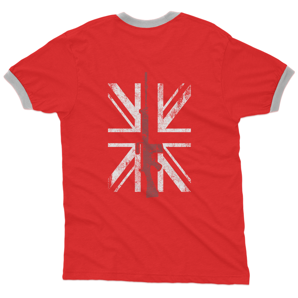 Thin Red Line - SLR (Back Print) Adult Ringer T-Shirt