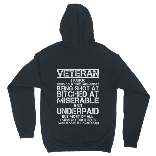 Veteran - I Would Do It All Over Again (Back Print) Classic Adult Hoodie