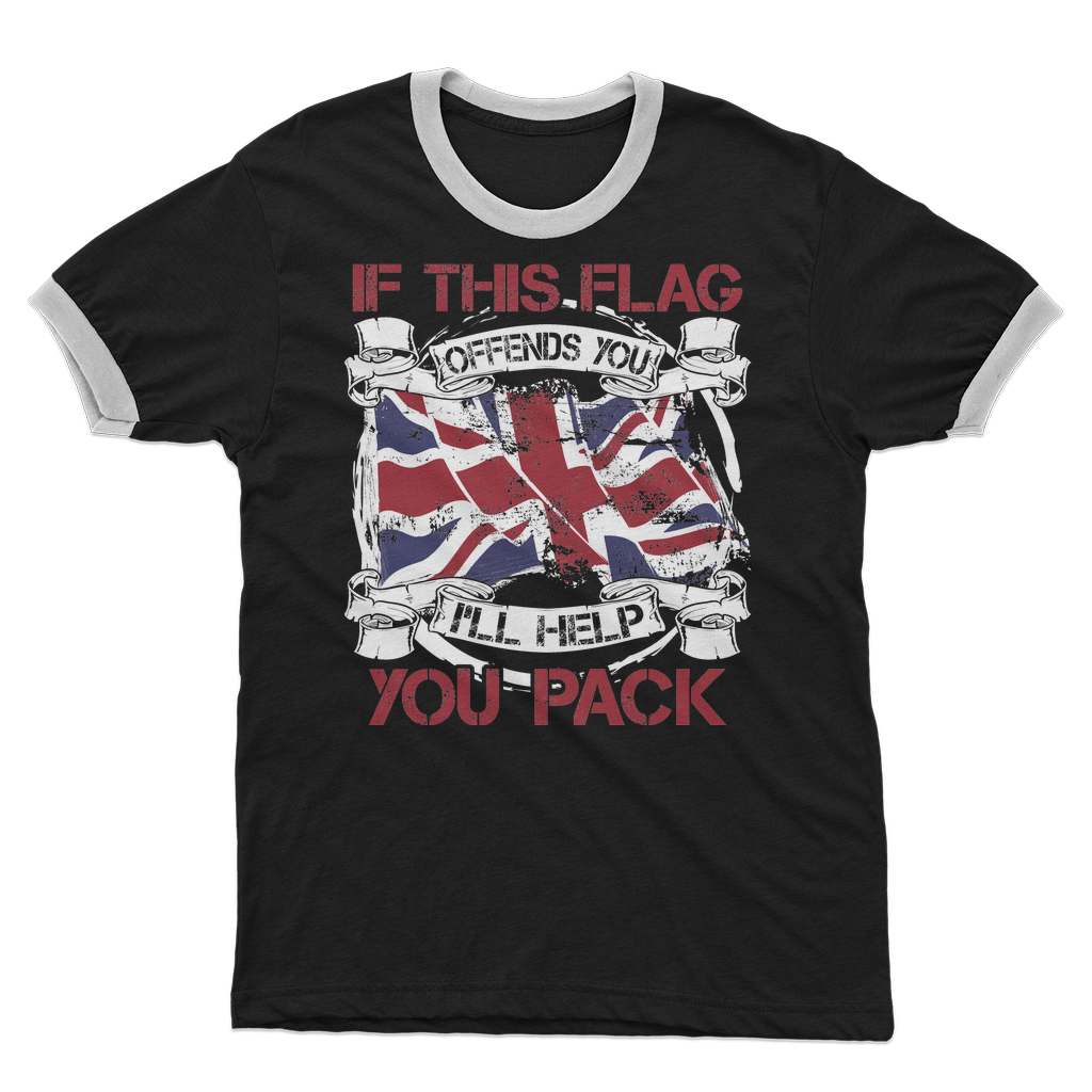 If This Flag Offends You I'll Help You Pack Adult Ringer T-Shirt