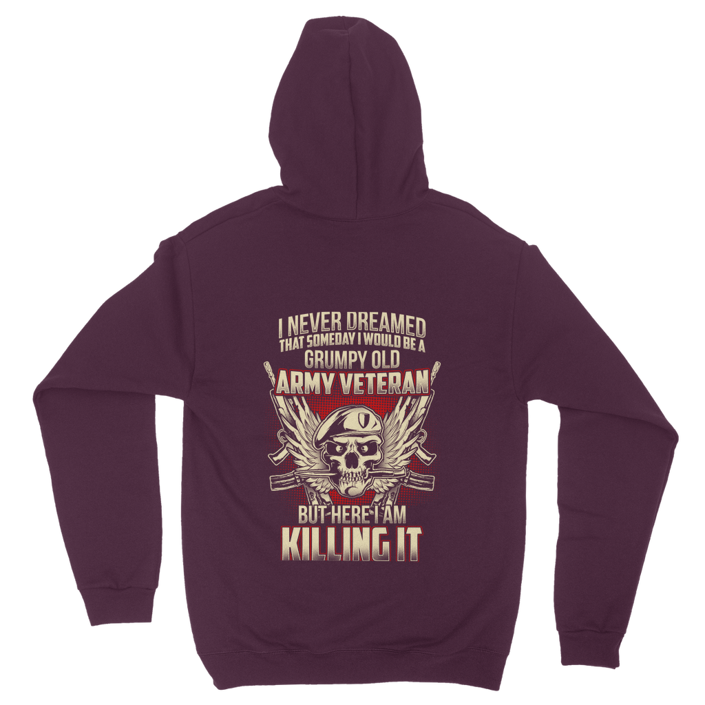 Grumpy Old Army Veteran (Back print) Classic Adult Hoodie