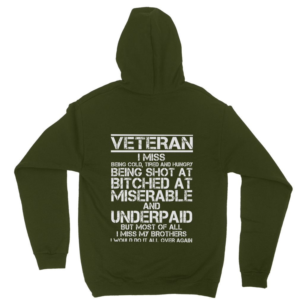 Veteran - I Would Do It All Over Again (Back Print) Classic Adult Hoodie