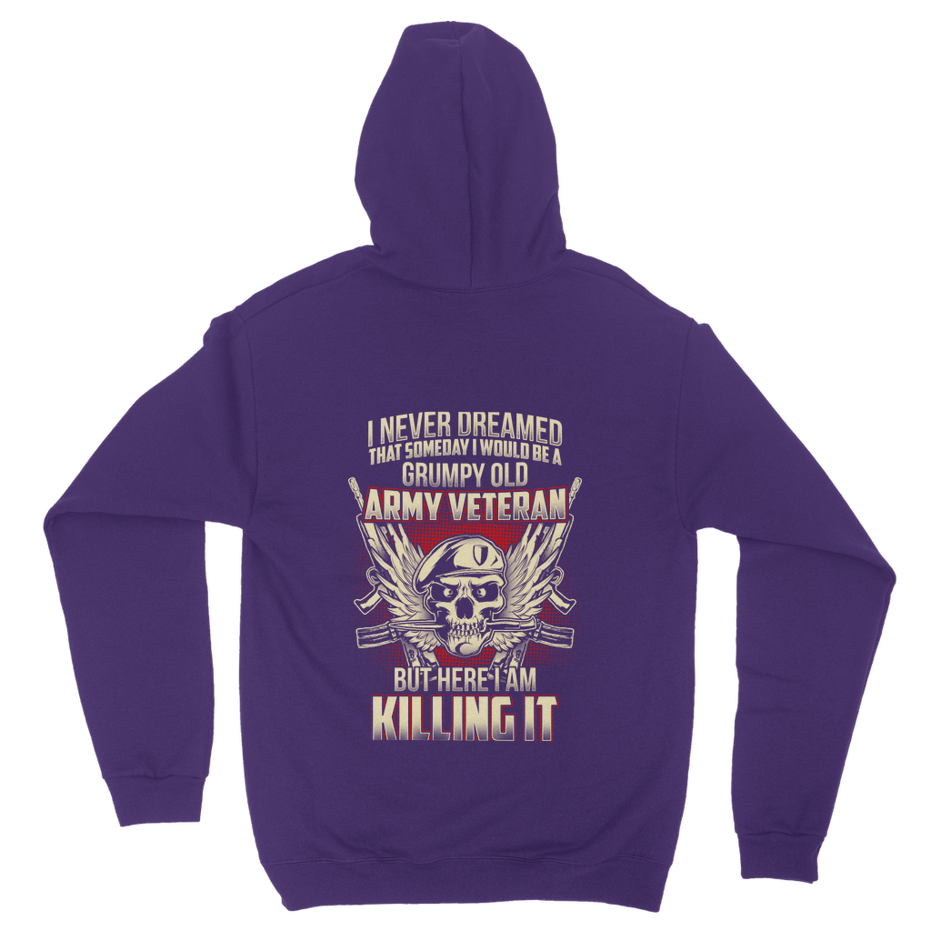Grumpy Old Army Veteran (Back print) Classic Adult Hoodie