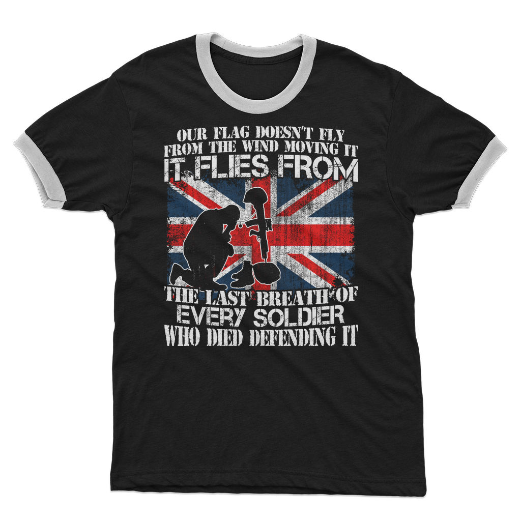 Our Flag Doesn't Fly From The Wind Moving It Adult Ringer T-Shirt