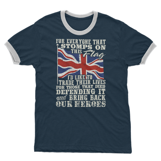 Don't Stomp On This Flag Adult Ringer T-Shirt