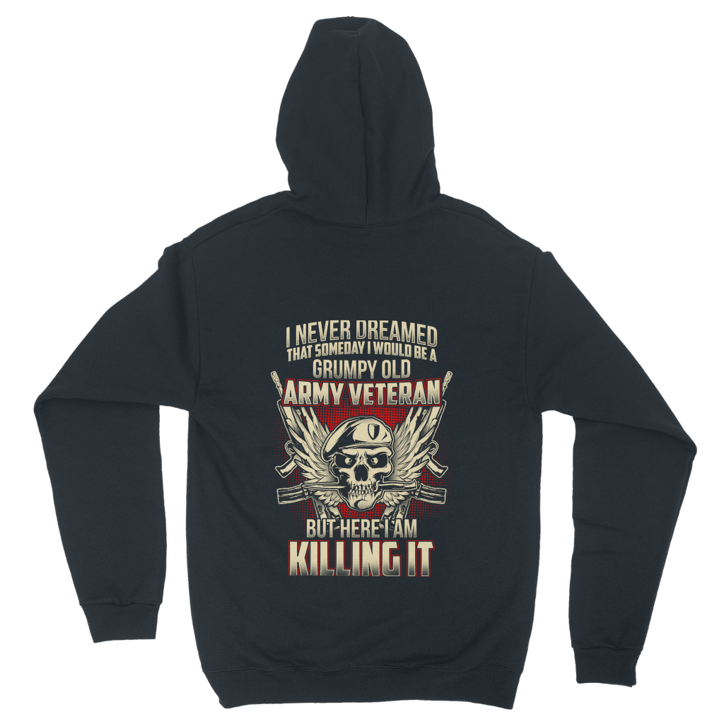 Grumpy Old Army Veteran (Back print) Classic Adult Hoodie