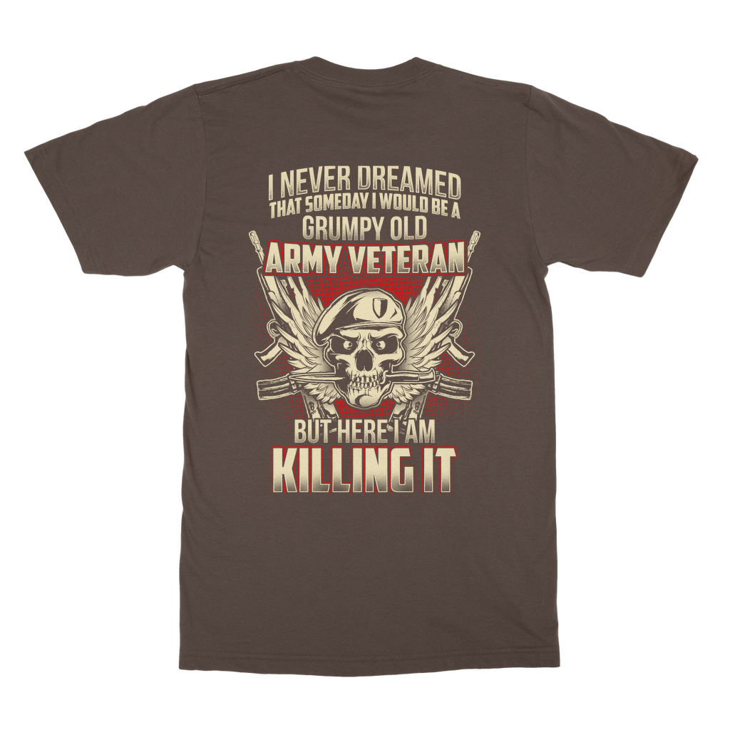 Grumpy Old Army Veteran (Back print) Classic Adult T-Shirt