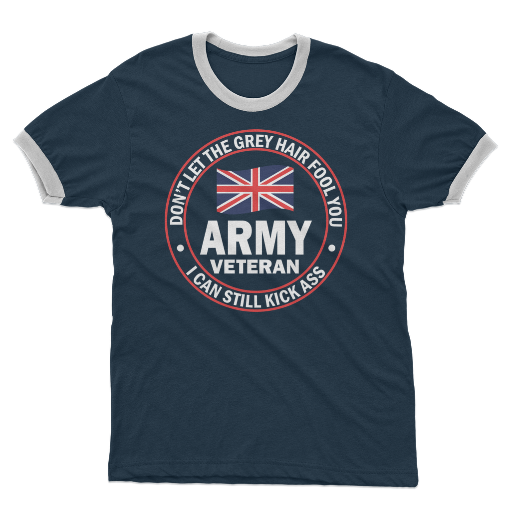 Army Veteran - I Can Still Kick A** Adult Ringer T-Shirt