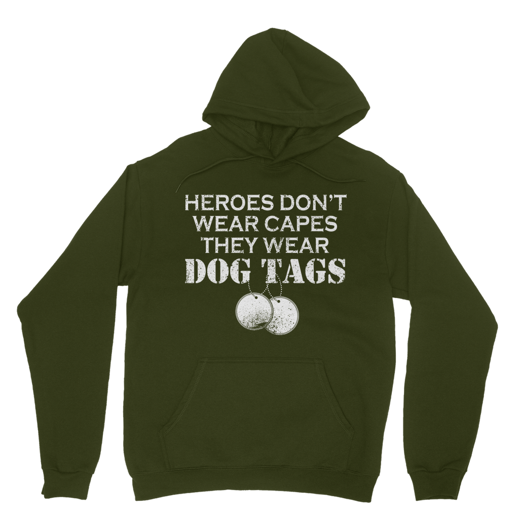 Heroes Don't Wear Capes They Wear Dog Tags Classic Adult Hoodie