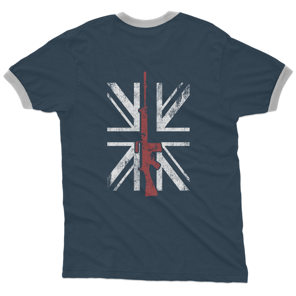 Thin Red Line - SLR (Back Print) Adult Ringer T-Shirt