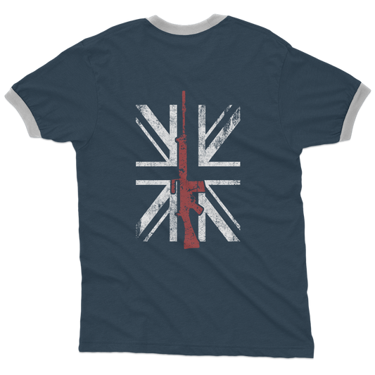 Thin Red Line - SLR (Back Print) Adult Ringer T-Shirt