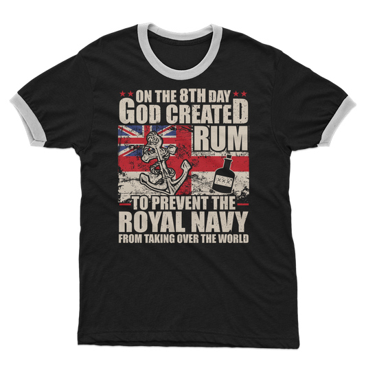 Royal Navy Loves Rum Adult Ringer T-Shirt