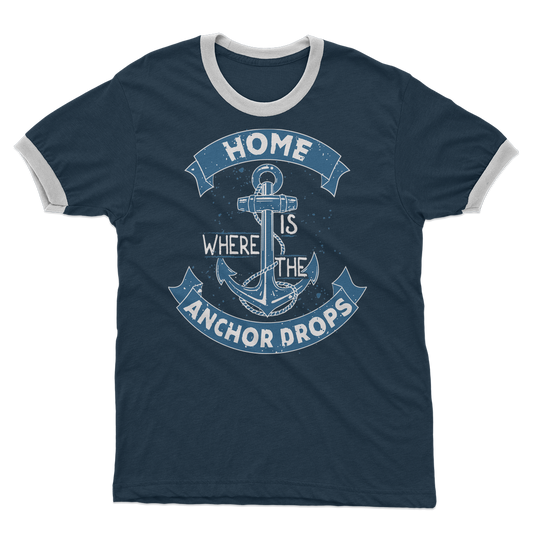 Home Is Where The Anchor Drops Adult Ringer T-Shirt