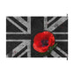 Union Jack Remembrance Flag — Black Distressed British Flag with Red Poppy (Double-Sided)