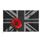 Union Jack Remembrance Flag — Black Distressed British Flag with Red Poppy (Double-Sided)