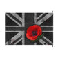 Union Jack Remembrance Flag — Black Distressed British Flag with Red Poppy (Double-Sided)