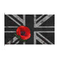 Union Jack Remembrance Flag — Black Distressed British Flag with Red Poppy (Double-Sided)