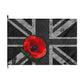 Union Jack Remembrance Flag — Black Distressed British Flag with Red Poppy (Double-Sided)