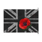 Union Jack Remembrance Flag — Black Distressed British Flag with Red Poppy (Double-Sided)