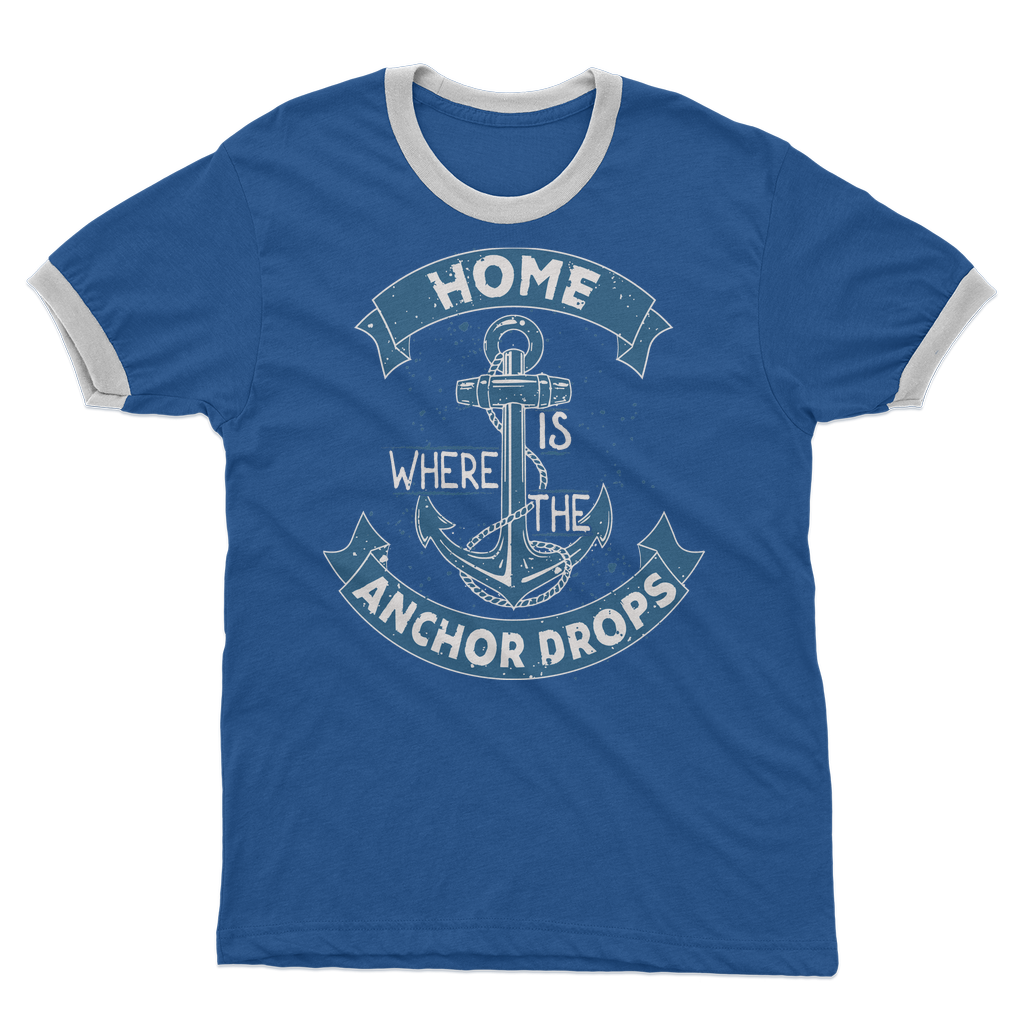 Home Is Where The Anchor Drops Adult Ringer T-Shirt