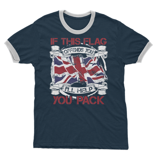 If This Flag Offends You I'll Help You Pack Adult Ringer T-Shirt