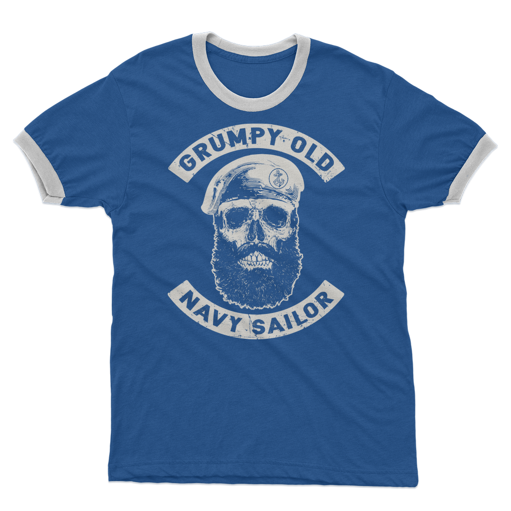 Grumpy Old Navy Sailor Adult Ringer T-Shirt