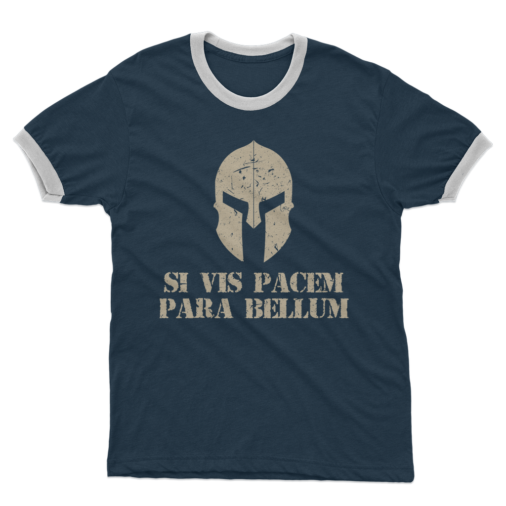 Spartan x Si Vis Pacem Para Bellum Adult Ringer T-Shirt