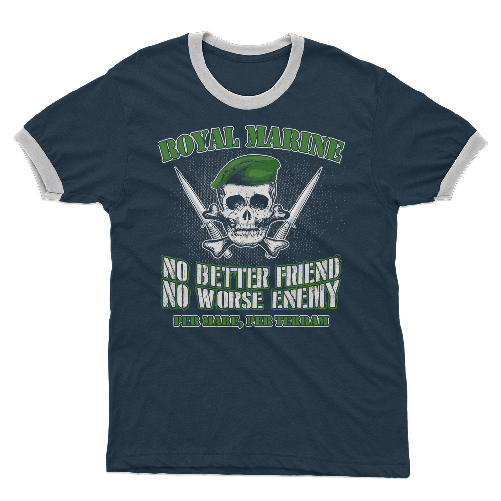 Royal Marine - No Better Friend, No Worse Enemy Adult Ringer T-Shirt