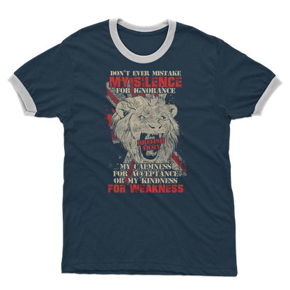 British Army - Don't Ever Mistake My Silence Adult Ringer T-Shirt