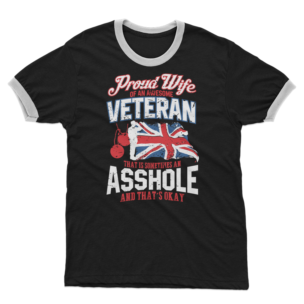 Proud Wife Of An Awesome Veteran Adult Ringer T-Shirt
