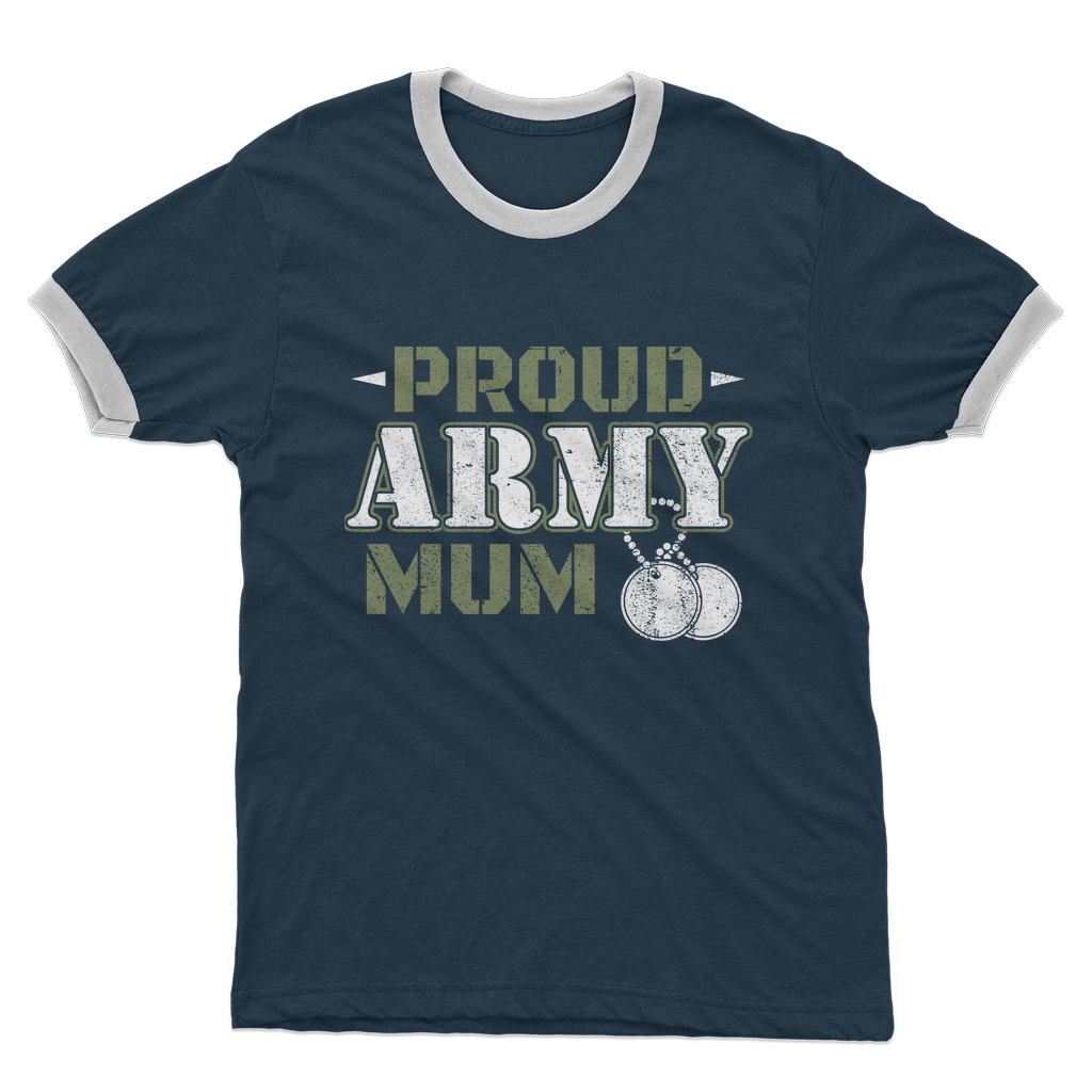 Proud Army Mum Adult Ringer T-Shirt