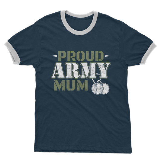 Proud Army Mum Adult Ringer T-Shirt