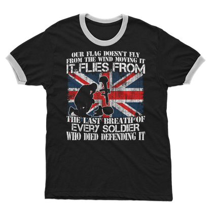 Our Flag Doesn't Fly From The Wind Moving It Adult Ringer T-Shirt