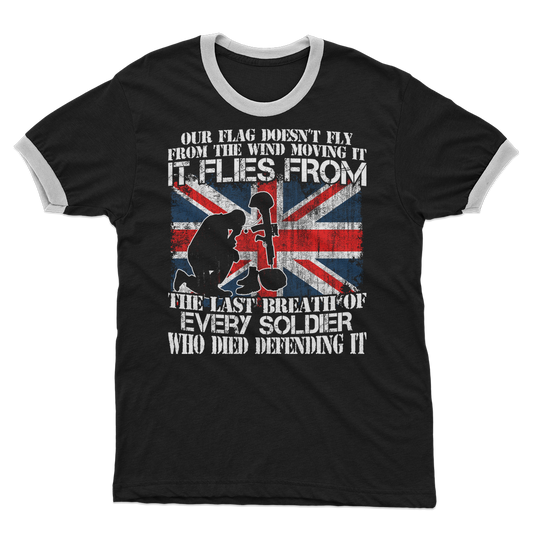 Our Flag Doesn't Fly From The Wind Moving It Adult Ringer T-Shirt
