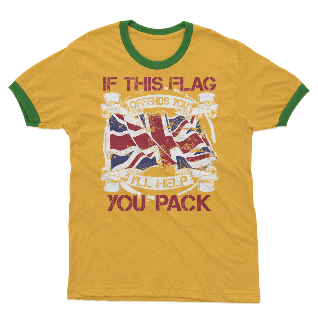 If This Flag Offends You I'll Help You Pack Adult Ringer T-Shirt