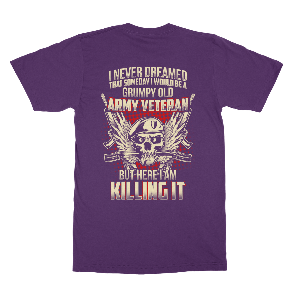 Grumpy Old Army Veteran (Back print) Classic Adult T-Shirt