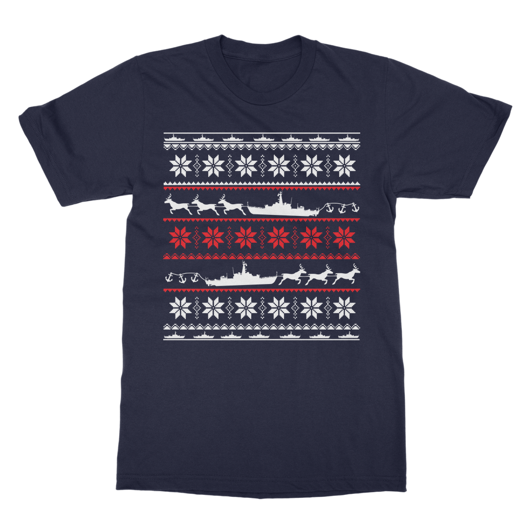 Navy Ship Christmas Classic Adult T-Shirt