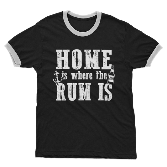 Home Is Where The Rum Is Adult Ringer T-Shirt