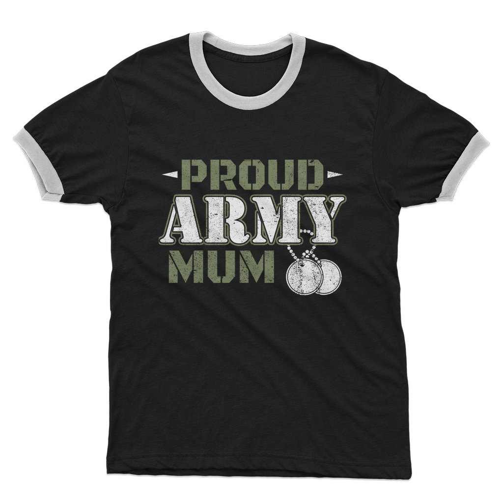 Proud Army Mum Adult Ringer T-Shirt