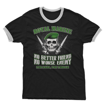Royal Marine - No Better Friend, No Worse Enemy Adult Ringer T-Shirt